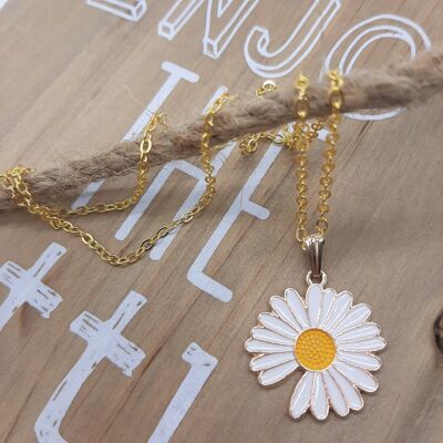 Bohemian Necklace - "White Daisy"