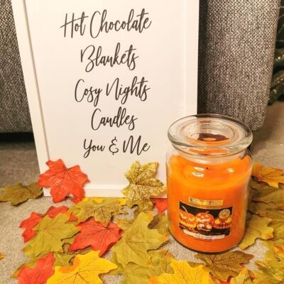 Hot Choc Mantas Cozy Nights Autumn Seasonal Home Print A2 alto brillo