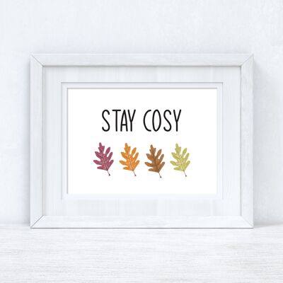 Stay Cosy Leaves Autumn Seasonal Home Print A3 Normal