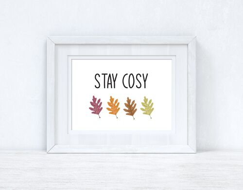 Stay Cosy Leaves Autumn Seasonal Home Print A2 Normal