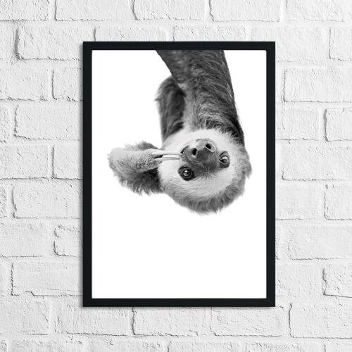 Hanging Sloth Black White Animal Nursery Childrens Room Prin A3 Normal