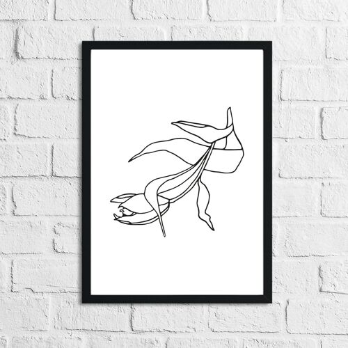 Flower 3 Simple Line Work Bedroom Print A4 High Gloss