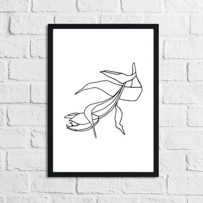 Flower 3 Simple Line Work Bedroom Print A3 High Gloss