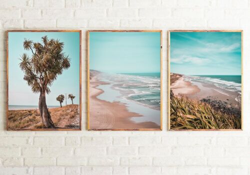 Beach Photography Room Simple 3 Print Set A3 High Gloss