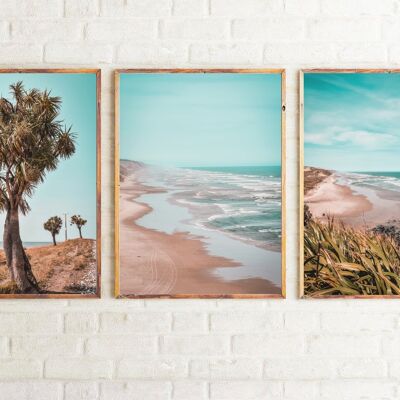 Beach Photography Room Simple 3 Print Set A3 High Gloss