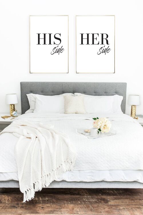 His Hers Side Bold Couple Black Set Of 2 Bedroom A5 Normal