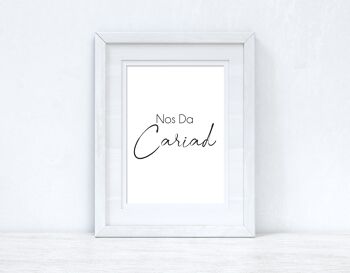 Nos Da Cariad Good Night Love Home Welsh Print A3 Haute Brillance