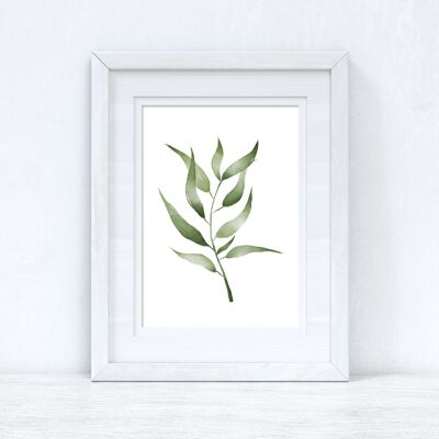 Greens Watercolor Leaves 4 Dormitorio Home Print A5 Alto Brillo