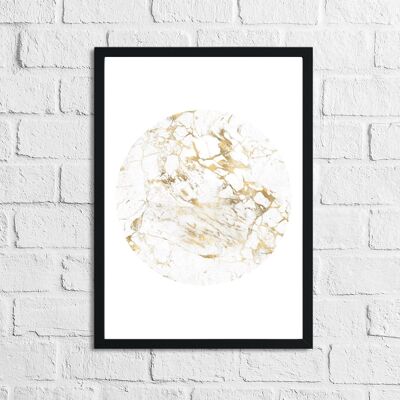Marble White Gold Circle Home Simple Home Print A4 High Gloss