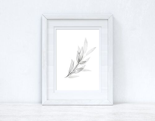 Greys Watercolour Leaves 2 Bedroom Home Print A5 Normal