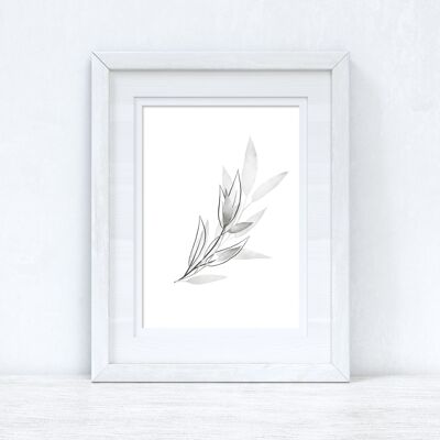 Grays Watercolor Leaves 2 Dormitorio Home Print A5 Alto brillo