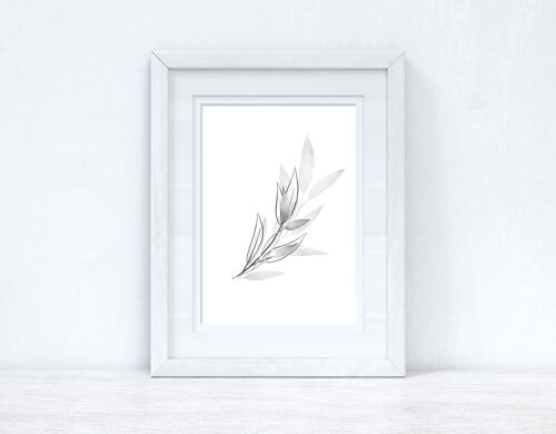 Greys Watercolour Leaves 2 Bedroom Home Print A2 High Gloss