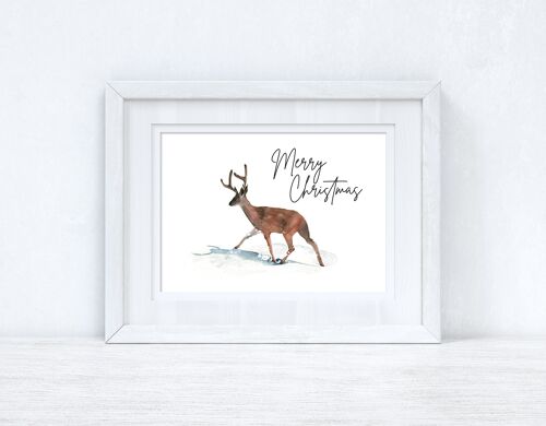 Merry Christmas Reindeer Seasonal Winter Home Print A5 High Gloss