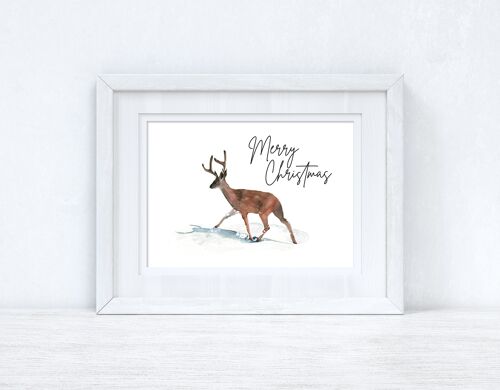 Merry Christmas Reindeer Seasonal Winter Home Print A3 High Gloss