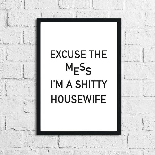 Excuse The Mess Im Humorous Funny Home Print A3 Normal