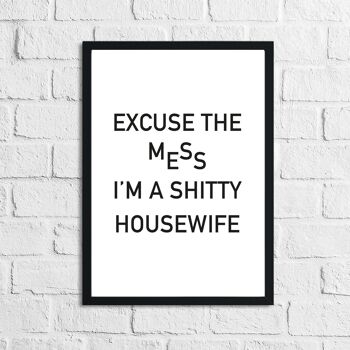 Excuse The Mess Im Humorous Funny Home Print A2 Normal