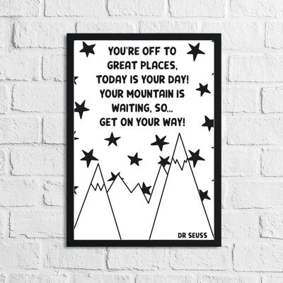 Mountains Childrens Room Bedroom Print A4 High Gloss