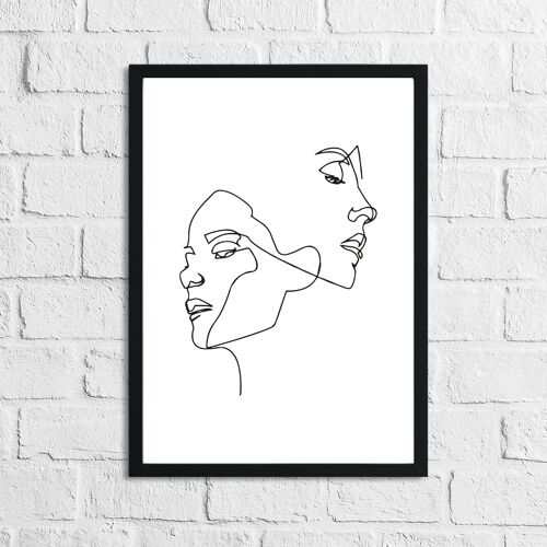 Simple Two Faces Line Work Bedroom Print A5 High Gloss