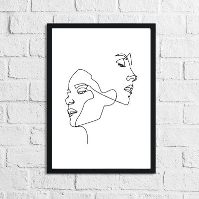 Simple Two Faces Line Work Dormitorio Imprimir A3 Normal