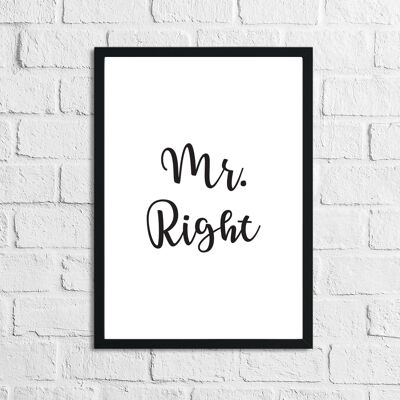 Mr Right Mrs Always Right Juego de dormitorio simple de 2 A5 de alto brillo