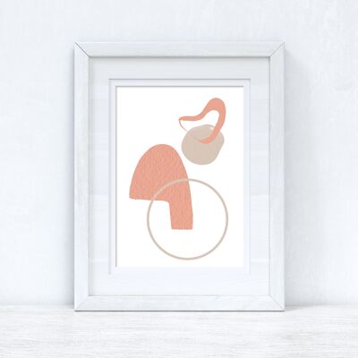 Peach Pink Beige Abstract 2 Colour Shapes Home Print A2 Normal