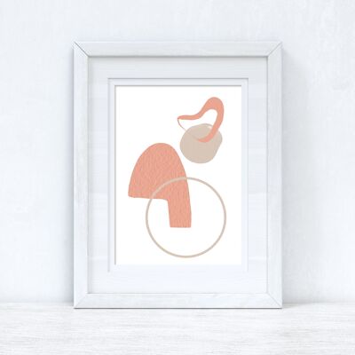 Peach Pink Beige Abstract 2 Colour Shapes Home Print A2 High Gloss