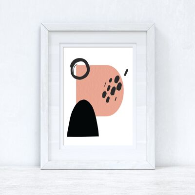 Peach Pink Black Abstract 5 Colour Shapes Home Print A3 High Gloss