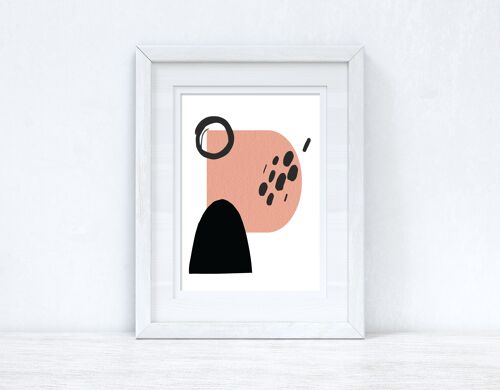 Peach Pink Black Abstract 5 Colour Shapes Home Print A2 Normal
