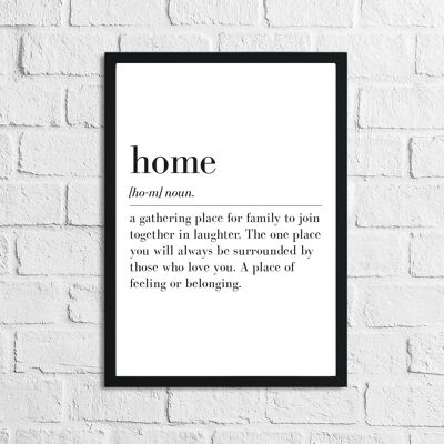 Home Definition Simple Home Print A5 Haute Brillance