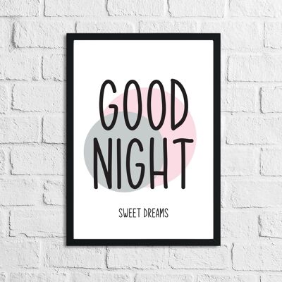 Goodnight Sweet Dreams 2 Childrens Teenager Room Print A5 alto brillo