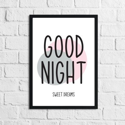 Goodnight Sweet Dreams 2 Childrens Teenager Room Print A2 alto brillo