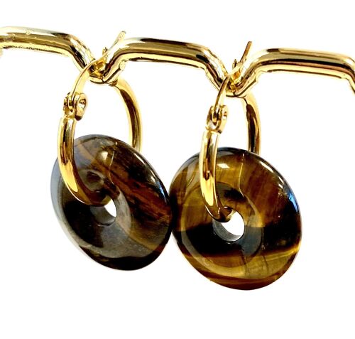 Stainless steel earrings with natural stone tiger eye