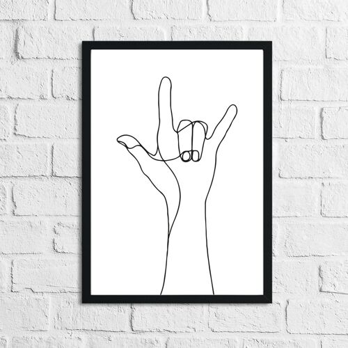 Hand Rock Fine Line Work Bedroom Home Bathroom Print A2 Normal