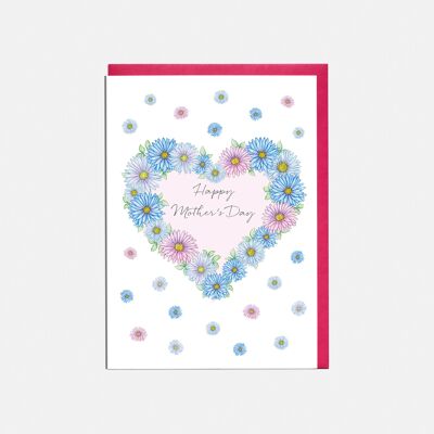 Floral Heart Mother's Day Card - 'Happy Mother's Day'