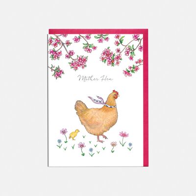 Tarjeta del día de la madre de pollo - 'Mamá gallina'