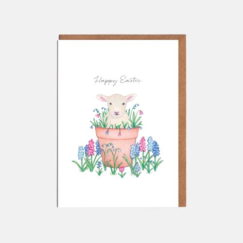 Lamb & Flowers Easter Card - 'Happy Easter'
