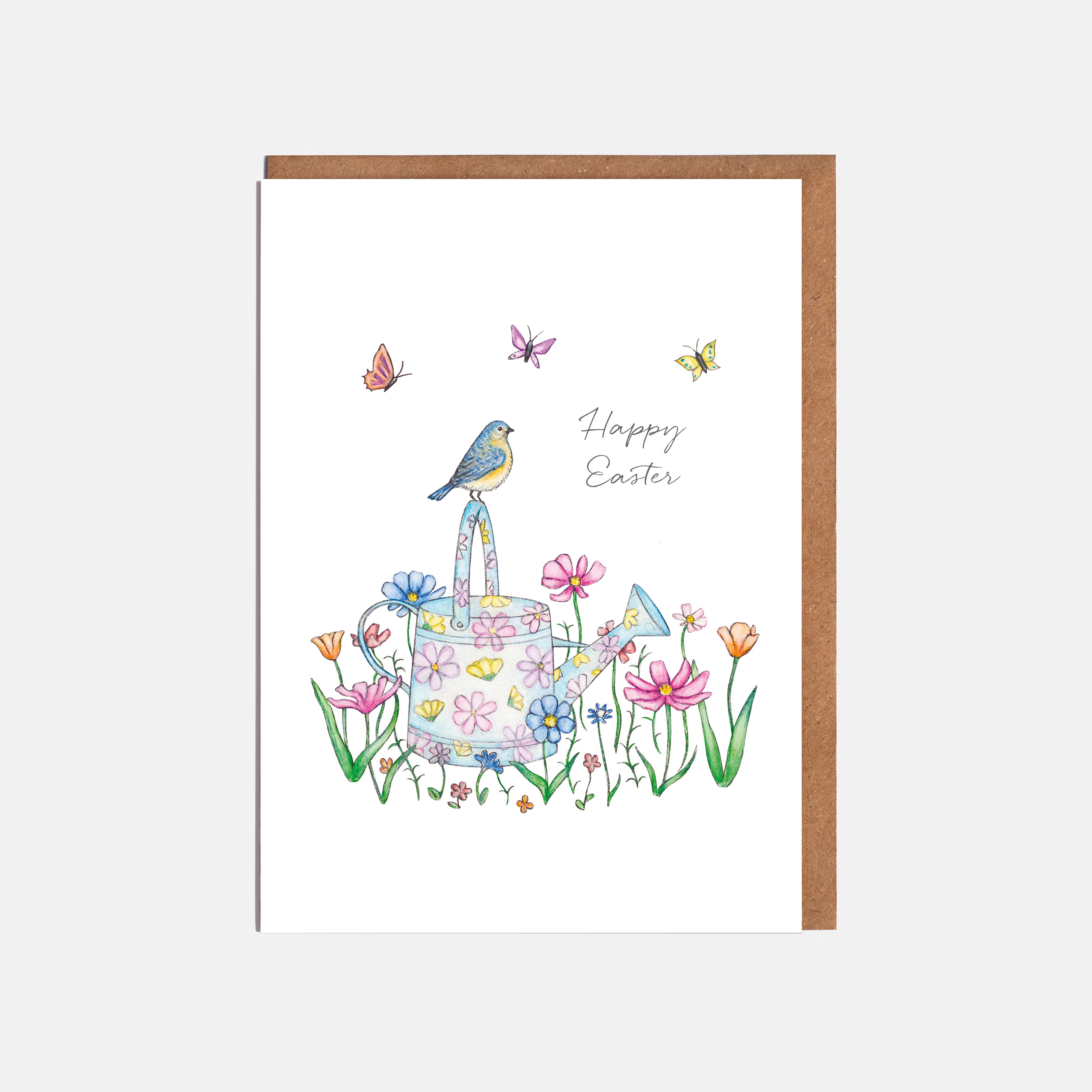 Watering Can Easter Card - 'Happy Easter'