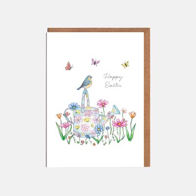 Watering Can Easter Card - 'Happy Easter'