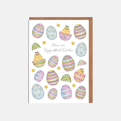 Easter Eggs Easter Card - 'Have an Eggcellent Easter'