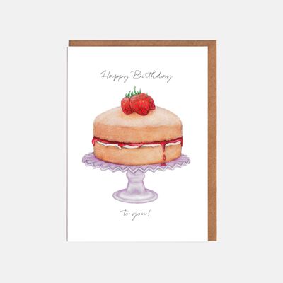 Victoria Sponge Birthday Card - 'Happy Birthday to you!'