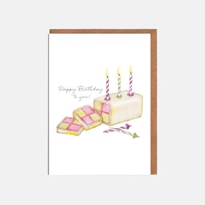 Tarjeta de cumpleaños de Battenberg: "¡Feliz cumpleaños a ti!"