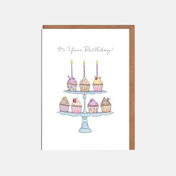 Carte d'anniversaire Cupcakes - "C'est ton anniversaire !"