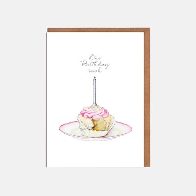 Cupcake Birthday Card - 'One Birthday Wish'