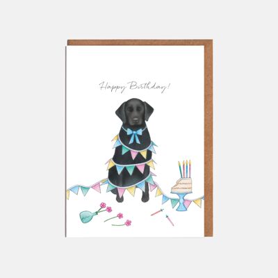 Labrador & Wimpel Geburtstagskarte – 'Happy Birthday!'