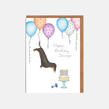 Carte d'anniversaire pour chien saucisse - 'Happy Birthday Sausage'