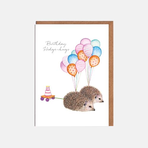 Hedgehogs Birthday Card - 'Birthday Hedge-Hugs'