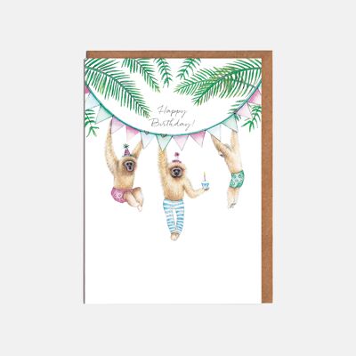 Monkeys Birthday Card - 'Happy Birthday!'