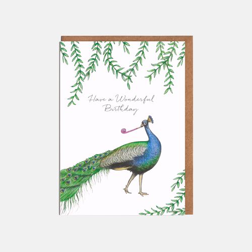 Peacock Birthday Card - 'Have a Wonderful Birthday'