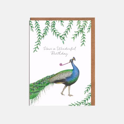Peacock Birthday Card - 'Have a Wonderful Birthday'