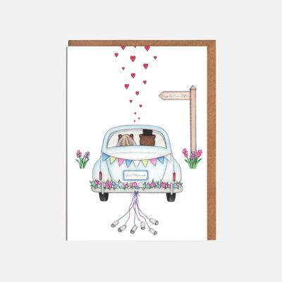 Tarjeta de coche de boda - 'Recién casados'